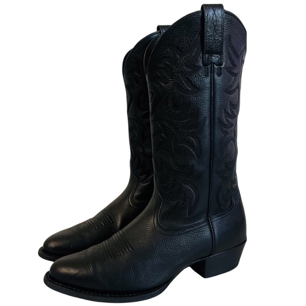 Ariat Heritage R Toe Western Cowboy Black Leather Boots